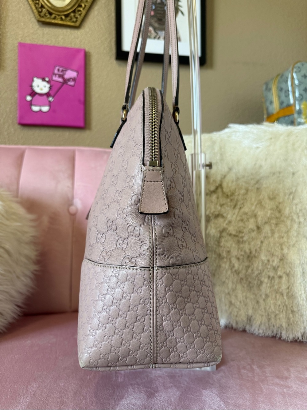 💯Auth GUCCI Guccisima BREE Shoulder Bag w Soft PINK Leather & Goldtone Hardware - Picture 4 of 16
